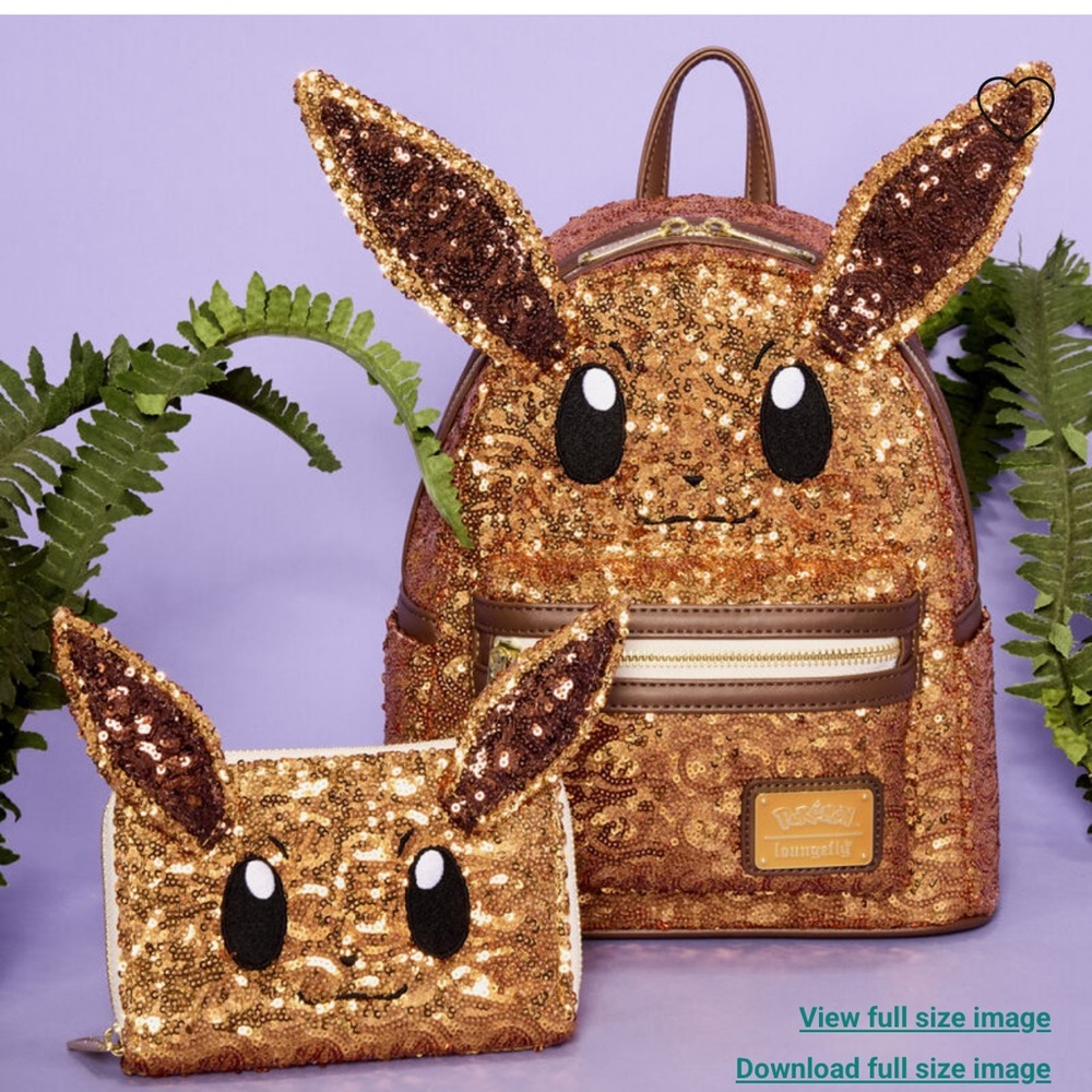 Loungefly Pokémon Exclusive Eevee Sequin Cosplay Mini Backpack & Wallet Set